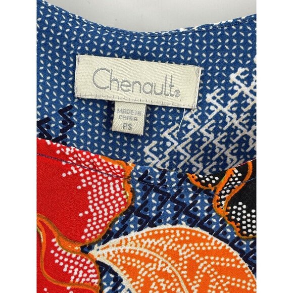 Chenault Women's Blouse Top Petite Small Floral Colorful Boho Blue Red Orange - Picture 3 of 9